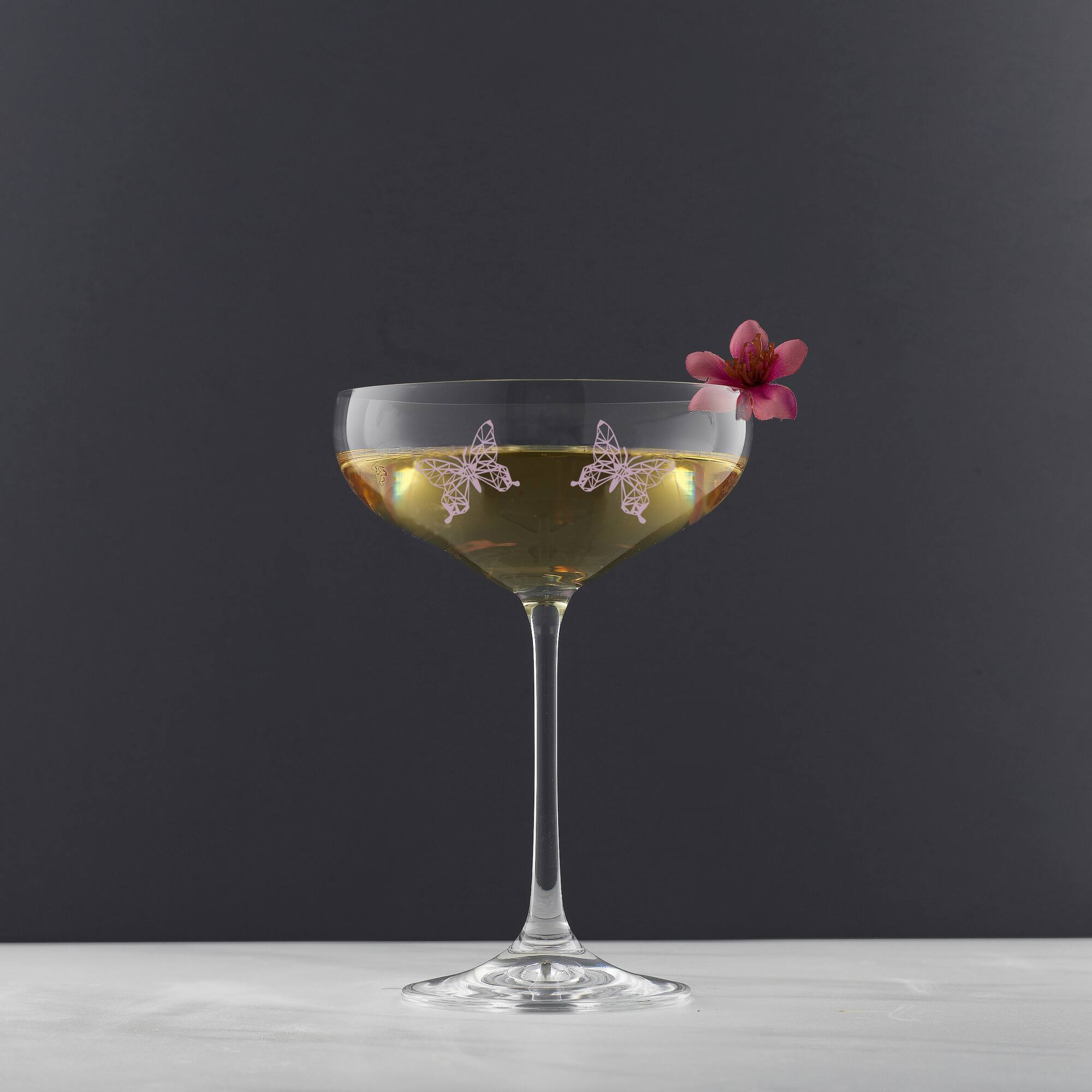 JoyJolt® 14oz. Meadow Butterfly Crystal Martini Glass Set, 2ct.